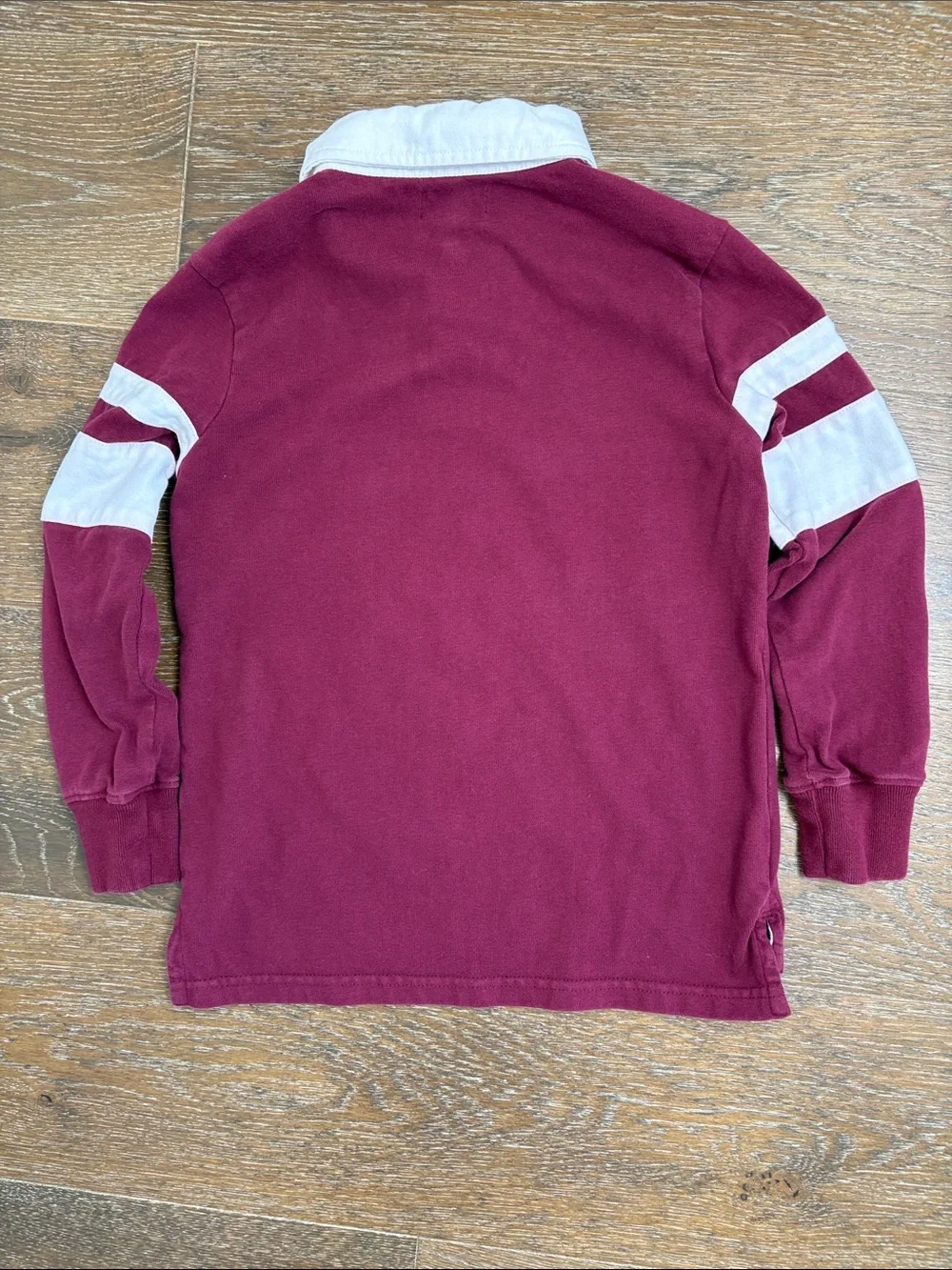 Old Navy Kids Color-Block Rugby Polo Shirt Wine Stain Maroon Size M (8)